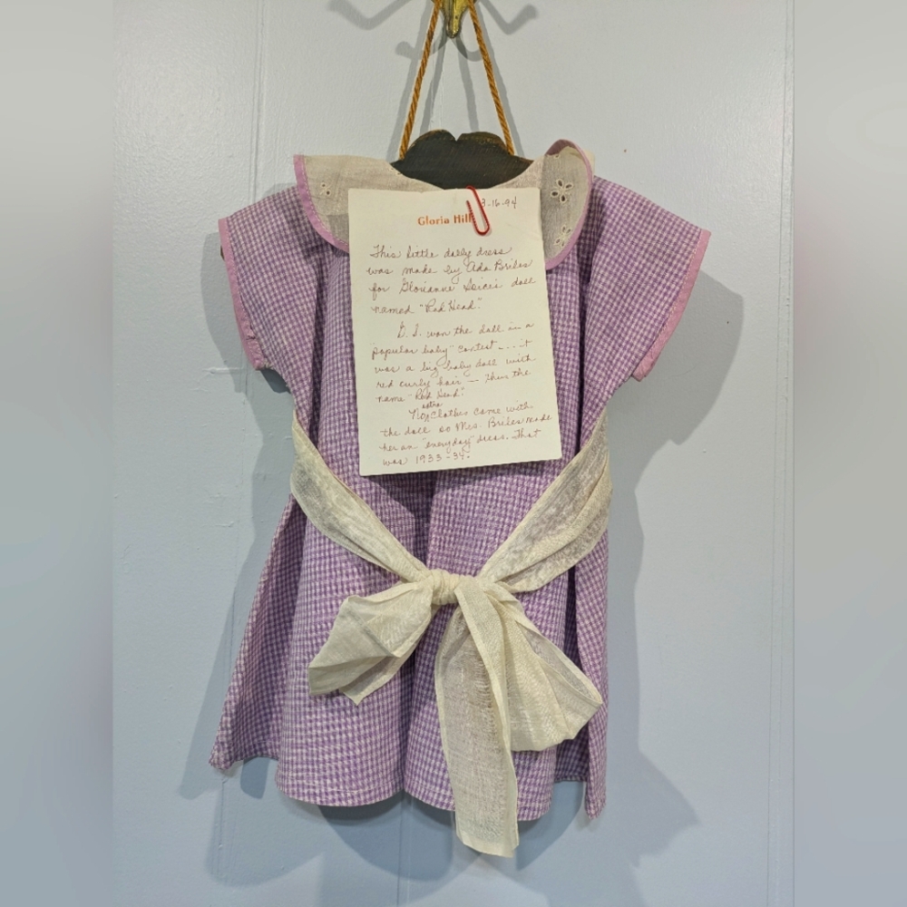 Doll‎ Dress Handmade Purple Vintage 30s